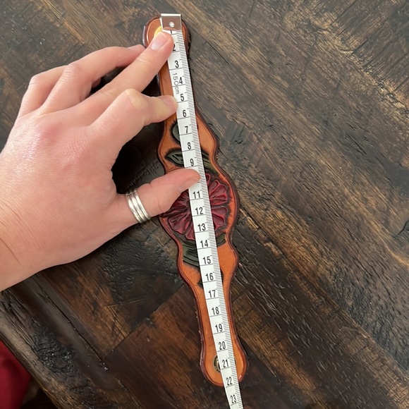 Handmade Painted Leather Cuff Bracelet - Picture 10 of 11